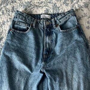 zara ripped mom jeans dark wash